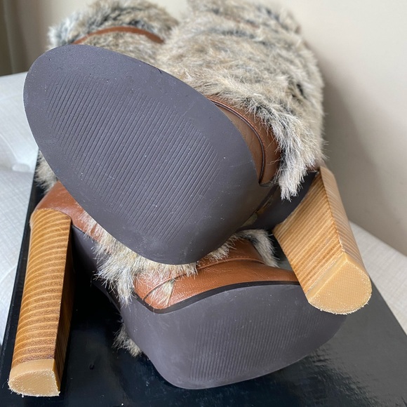 Colin Stuart Cognac Fur Knee High Boots - Picture 8 of 14